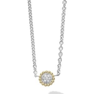 Lagos Two Tone Silver and Gold Diamond Pendant Necklace